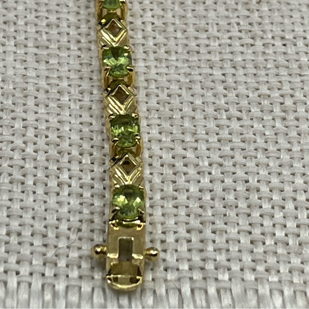 Vintage JJT Gold Vermeil 925 Sterling Genuine Peridot Link Bracelet 7.25" - Picture 9 of 17